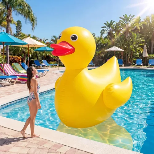 Miniatura 8 de Hungdao Pato inflable gigante de 5 pies, enorme pato de goma, flotador inflable de piscina para adultos, verano, playa, piscina, decoración de fiesta