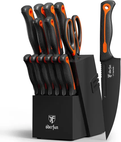 Miniatura 8 de Juego de Cuchillos con Bloque - 15 piezas, Juego de Cuchillos de Cocina Aptos para Lavavajillas, Acero Inoxidable de Alto Carbono, Juego