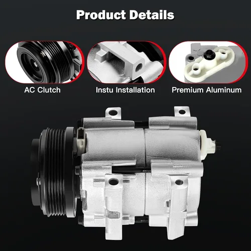 Miniatura 2 de cciyu Compresor de aire acondicionado apto para Ford Taurus para M-ercury Sable 3.0L 2001-2007 reemplaza al compresor de CA para automóvil 6 ranuras