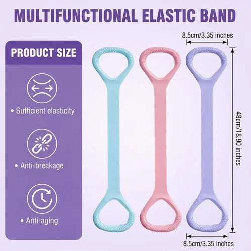 Miniatura 3 de Figura 8 bandas de ejercicio para mujeres y hombres, 3 bandas de resistencia, cuerda elástica de 8 palabras para entrenamiento, brazo, espalda