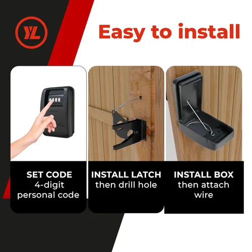 Miniatura 4 de Cerradura de puerta XLB – Cerradura y pestillo sin llave para cercas seguras con acceso de 2 vías – Sistema fuerte y duradero para prevención