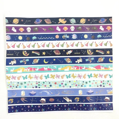 Miniatura 5 de Luminous Galaxy Washi - Juego de 12 rollos de cintas adhesivas decorativas que brillan en la oscuridad para artes, manualidades, diarios, Galaxia