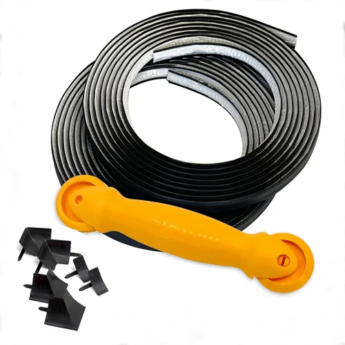 Miniatura 15 de InstaTrim Paquete de Molduras Flexibles Autoadhesivas con Aplicador - Kit de Calafateado de Molduras con Tira de Calafateo Negra de 10 pies de 1/2