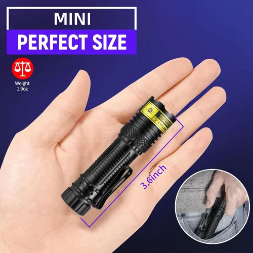 Miniatura 5 de Linterna UV USB-C recargable de 365 nm, mini linterna de luz negra, lámpara de madera resistente al agua portátil, potente luz negra LED UV