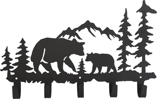 Ganchos de Abrigo de Metal con Oso Arte de Pared Decorativo - Colgadores de Oso y Portallaves - Ganchos con Temática de Animales Decoración Dulce