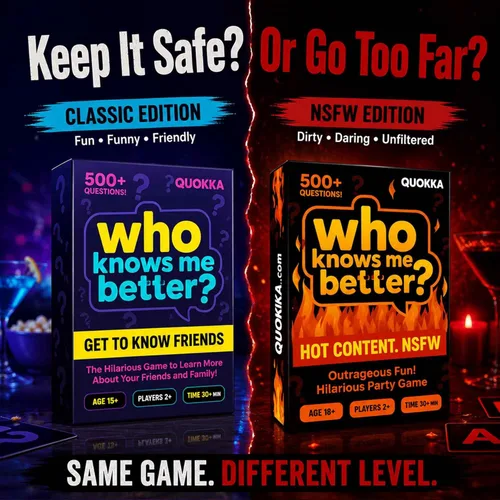 Miniatura 7 de QUOKKA Set de juegos de fiesta, colección Who Knows Me Better con 4 juegos en 1 caja, más de 2000 preguntas, juegos de cartas para adultos