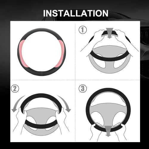 Miniatura 5 de Funda universal de cuero de microfibra para volante de automóvil, 14.5-15 pulgadas, antideslizante, transpirable, protector para volante