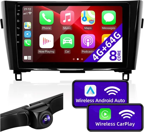 Miniatura 7 de Radio de coche Android compatible con Android Auto Carplay inalámbrico para Nissan Rogue X-Trail Qashqai 2014-2018 8core 1280X720 pantalla táctil