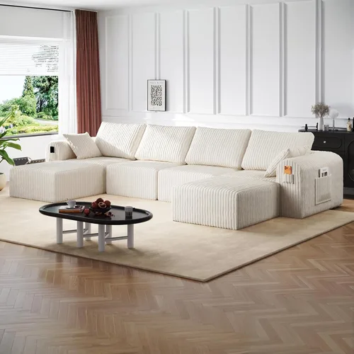 Miniatura 9 de Sofás modulares de pana otomana de 28.74 pulgadas para sala de estar, taburetes de sofá sin hueso, no requiere montaje, sofá profundo en una caja
