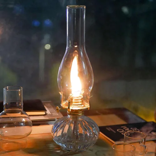 Miniatura 6 de Lámpara de aceite para chimenea, base de 3 pulgadas por 10 pulgadas de altura, pantalla de lámpara de queroseno, lámpara alta para huracán, chimenea