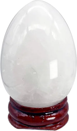 Miniatura 17 de Fekuar Figura de huevo de piedra, cristal curativo pulido, escultura de esfera con soporte de madera, obsidiana negra natural, 1.8 pulgadas