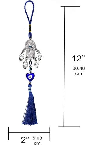 Miniatura 2 de LUCKBOOSTIUM Elegante adorno colgante de mano Hamsa plateado – Dije y signo de buena suerte y bendición – Accesorios decorativos para el hogar