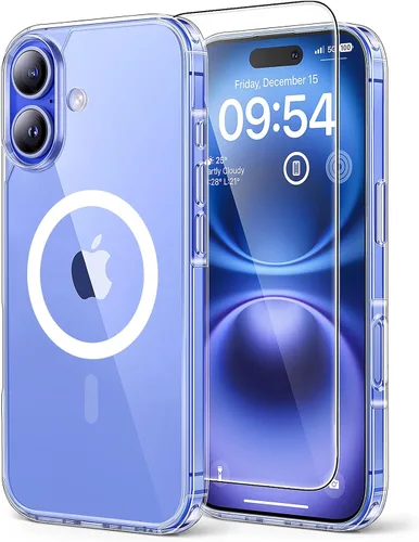 Miniatura 43 de TAURI Funda magnética 2 en 1 transparente para iPhone 14 Pro, compatible con Magsafe [no amarillenta] con protector de pantalla, protección de grado