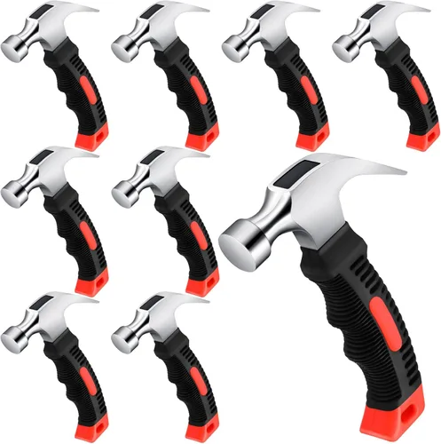 8 martillos pequeños de 12 onzas para niños, mujeres y hombres, martillos ligeros de garra derretida a granel con clavos de hardware para colgar