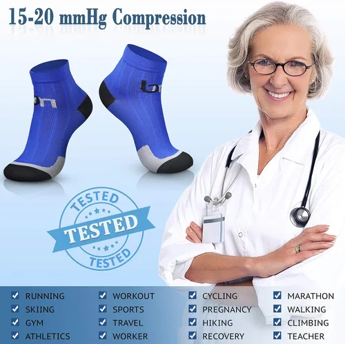 Miniatura 5 de CHARMKING Calcetines de compresión para mujeres y hombres, circulación de 15 a 20 mmHg, lo mejor para atletismo, correr, ciclismo, enfermera, uso