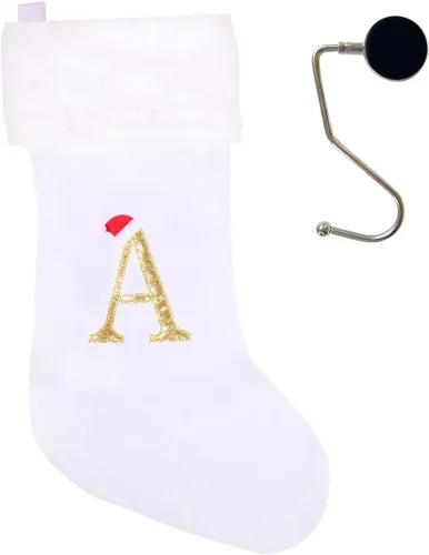 Miniatura 60 de Medias de Navidad de 20 pulgadas con monograma, letras, medias súper suaves grandes de Navidad, medias de monograma rojo para Navidad, regalo