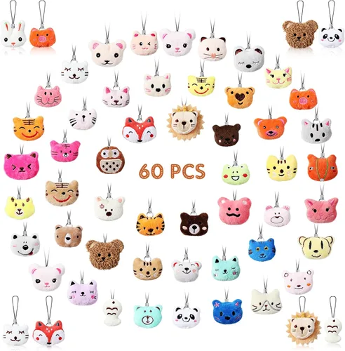Miniatura 18 de Libima 150 piezas de mini animales de peluche de mar, animales de frutas de peluche para llavero, juego para carnaval, cumpleaños, aula, premios
