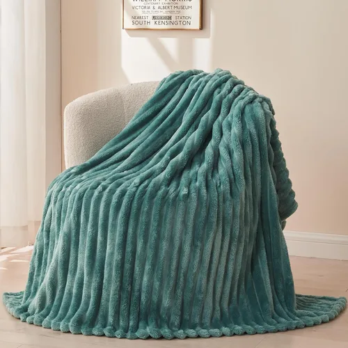 Miniatura 81 de NEWCOSPLAY Manta de Tiro Súper Suave Aqua Franela Sedosa Premium Forro Polar Jacquard Acanalado 3D Ligero Manta de Cama Uso en Todas las Estaciones