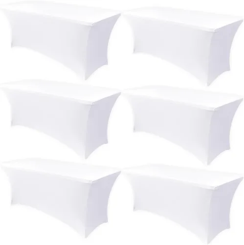 Miniatura 9 de Obstal Paquete de 6 Fundas de Mesa Elásticas de Spandex para Mesas de 6 Pies - Mantel Rectangular Universal Ajustado de 6 Pies Protector para Bodas