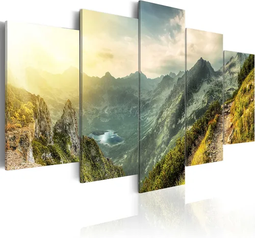 Miniatura 16 de artgeist Lienzo acústico para pared, diseño de montañas de la naturaleza, 80 x 40 pulgadas, 5 piezas con impresión de sonido de espuma acústica