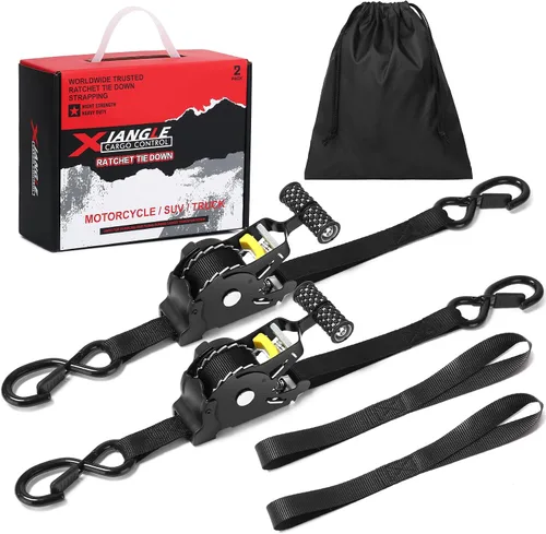Correas de carraca retráctiles con sistema de ajuste (paquete de 2) - Capacidad de 680 kg, 1" x 3 m de alta resistencia, asas acolchadas
