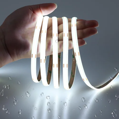 Miniatura 18 de JOYLIT Tira de luces LED COB de 12 V, 20 pies/6M, IP65, impermeable, 3000 K, blanco cálido, 320 LEDs/M CRI 90+, cinta adhesiva brillante, uniforme