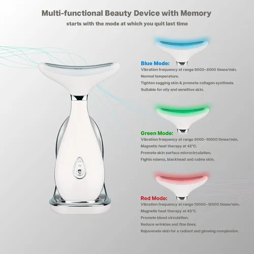 Miniatura 2 de VRAIKO Lily Masajeador de Cuello y Rostro, Herramienta de Esculpido Facial, Dispositivo de Rejuvenecimiento de la Piel con Térmica, LED de Triple