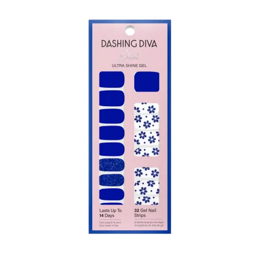 Miniatura 5 de Dashing Diva Flor Azul - Tiras de uñas de gel brillantes, sin rayos UV, resistentes al astillado, de larga duración, juego de manicura de 3 piezas