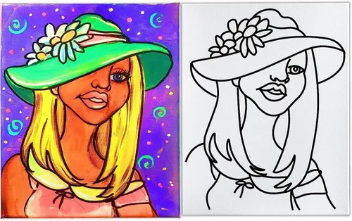 Miniatura 2 de INDIGO ART STUDIO Pintura en lienzo predibujada para adultos, niños y parejas, paquete de 4 a 40 unidades con descuento para actividades artísticas