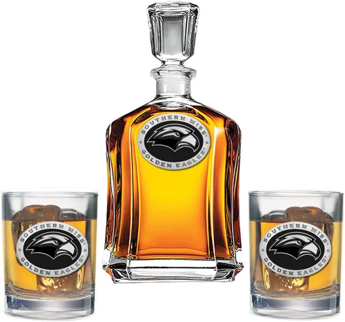 Miniatura 27 de Heritage Pewter Juego de decantador Appalachian State con 2 vasos combinados, vertedor de 24 onzas con 2 vasos dobles antiguos, vidrio de peltre