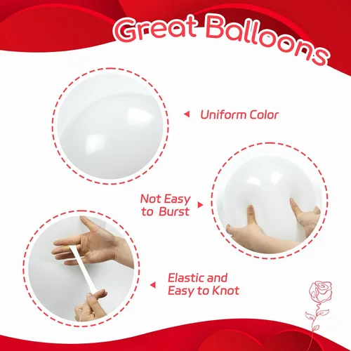 Miniatura 3 de 60 globos rojos y blancos de 12 pulgadas con globos de confeti blanco y rojo para boda, compromiso, Navidad, día de San Valentín, cumpleaños, Rojo