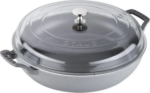 Miniatura 6 de STAUB - Cazuela de hierro fundido de 3.5 cuartos con tapa de cristal, color lila