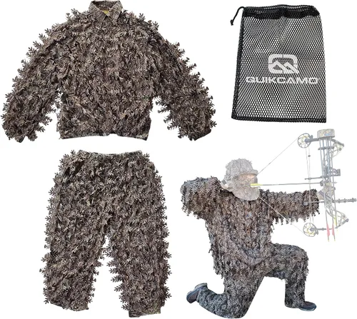 Miniatura 13 de QuikCamo Mossy Oak 3D Leafy Camo Ghillie Suit - Breathable Quiet Mesh, Snaps and Zippered Pockets for Turkey Hunting