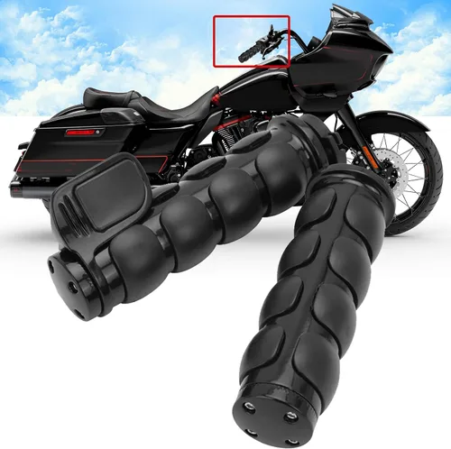 Miniatura 8 de Empuñaduras negras de manillar de motocicleta de 1 pulgada con acelerador compatible con Sportster 883 Street Bike Dirt Bike Cruiser y Chopper