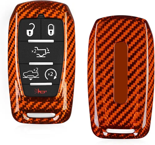 Miniatura 9 de Protector de llavero de fibra de carbono real para Dodge Ram 1500 2500 3500 accesorios, funda para llavero con llavero 2019-2025, azul