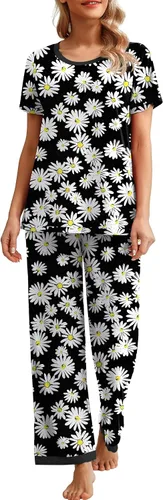 Miniatura 4 de PrinStory Conjunto de pijama de manga corta para mujer, pijama suave con bolsillos 2023