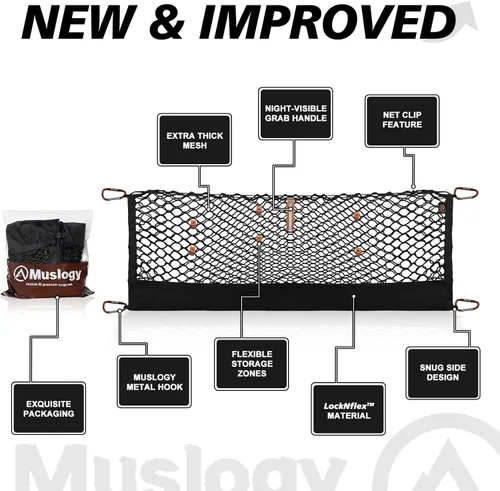 Miniatura 2 de Muslogy para Maverick - Accesorios de Red de Malla de Carga Extensible, Organizador de Maletero, Red de Malla Elástica para Cama de Carga