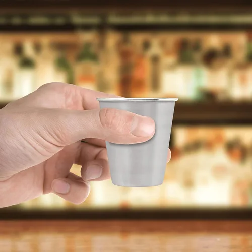 Miniatura 7 de DISCOUNT PROMOS Vasos de chupito de metal de 2.5 onzas, juego de 10, paquete a granel, ideal para bodas, cumpleaños, fiestas, acero inoxidable