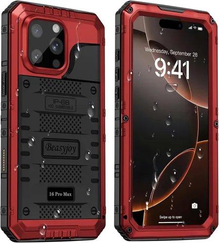 Miniatura 43 de Beasyjoy Funda impermeable para iPhone 12 Pro Max, cubierta protectora de cuerpo completo con protector de pantalla incorporado, resistente a Negro