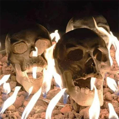 Miniatura 2 de 2022 Nueva Calavera Humana Aterradora para Hoguera, Calavera Humana Imitada Resistente al Fuego de Cerámica, Calaveras para Hogueras Reutilizables