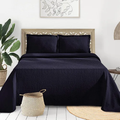 Superior Juego de colcha de algodón con diseño de flor de lis, mantas cálidas, ropa de cama para todas las estaciones, decoración de dormitorio,