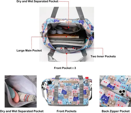 Miniatura 5 de Bolsa de viaje expandible, bolsa de viaje para el fin de semana, bolsa de gimnasio para mujer