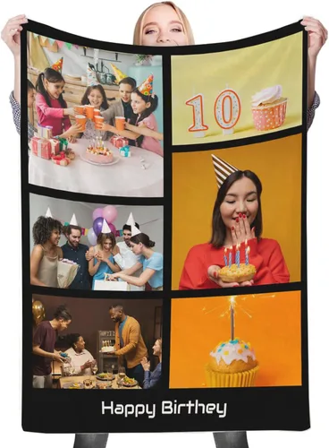 Miniatura 32 de Regalos de cumpleaños personalizados, manta personalizada con mis propias fotos para mujeres, hombres, mamá, papá