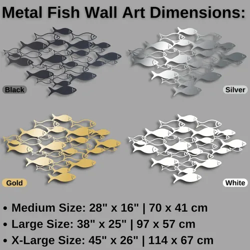 Miniatura 5 de Gamino Arte de pared de metal, decoración de pared de escuela de peces, arte de pared de peces de metal, decoración de pared de baño, arte de pared