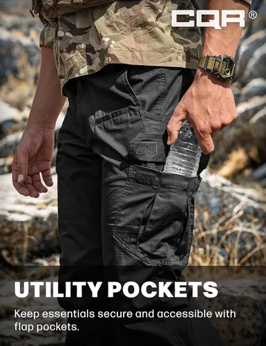 Miniatura 6 de CQR Pantalones tácticos para hombre, resistentes al agua, pantalones cargo Ripstop, ligeros EDC trabajo, senderismo, ropa para exteriores