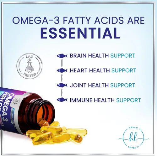Miniatura 7 de Suplementos de aceite de pescado Omega 3 – 2400 mg de aceite de pescado por porción – Omega-3 de triple fuerza con ácidos grasos EPA y DHA – Apoyo
