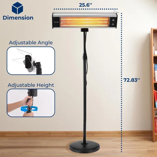 Miniatura 7 de SereneLife - Calentador de patio por infrarrojos, calentador eléctrico de patio para uso en interiores y exteriores, calentador de pie portátil