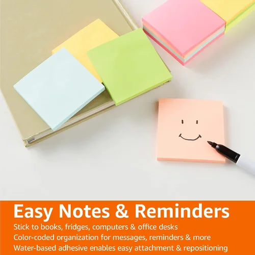 Miniatura 7 de Amazon Basics Notas adhesivas mini rectangulares, 1.5x2 pulgadas, almohadillas autoadhesivas de colores brillantes, fáciles de usar para el hogar