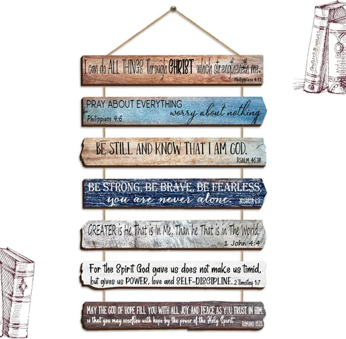 Yookeer Regalos de arte cristiano de pared para mujeres y hombres, versículos bíblicos de madera inspiradores de 7 niveles, decoración de pared,