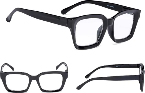 Miniatura 3 de Paquete de 4 lentes para mujer con marco cuadrado de gran tamaño para mujeres lectoras